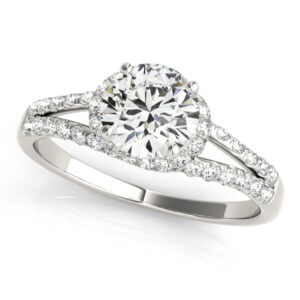 14k White Gold Multirow Round Engagement Rings