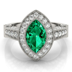 14k White Gold Vintage Marquise Engagement Rings