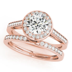 14k Rose Gold Halo Round Engagement Rings