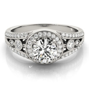 18k White Gold Halo Round Engagement Rings