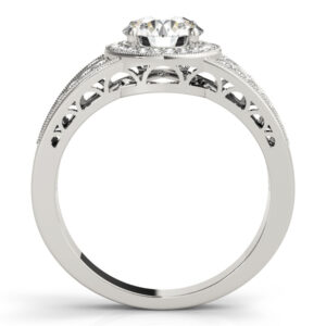 14k White Gold Halo Round Engagement Rings
