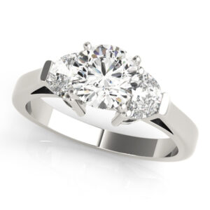 84114-1 14k White Gold Three Stone Engagement Rings