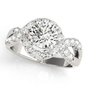 14k White Gold Multirow Round Engagement Rings