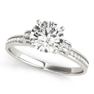 14k White Gold Single Row Engagement Rings