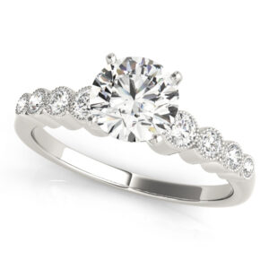 18k White Gold Single Row Engagement Rings
