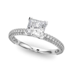 14k White Gold Pave Engagement Rings