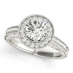 Platinum Halo Round Engagement Rings