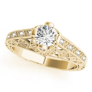 18k Yellow Gold Vintage Round Engagement Rings