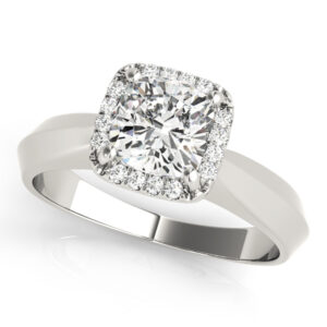 18k White Gold Halo Cushion Engagement Rings