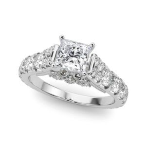 14k White Gold Single Row Engagement Rings