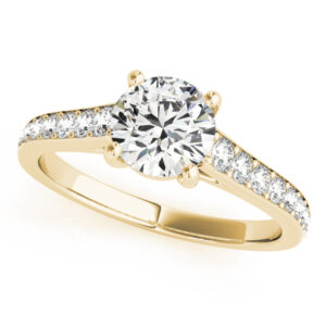 18k Yellow Gold Single Row Round Engagement Rings