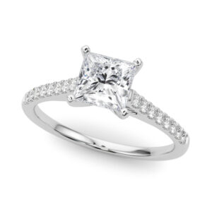 14k White Gold Single Row Engagement Rings
