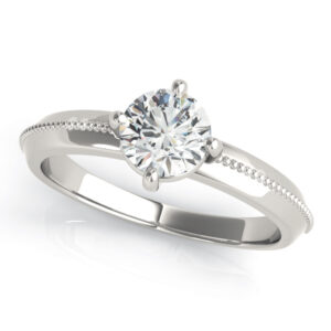 14k White Gold Solitaire Round Engagement Rings