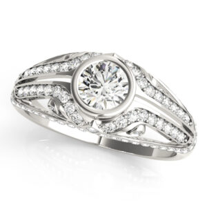 18k White Gold Vintage Round Engagement Rings