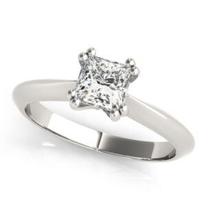 14k White Gold Solitaire Princess Engagement Rings