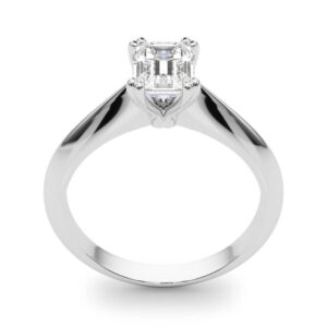 14k White Gold Solitaire Emerald Engagement Rings