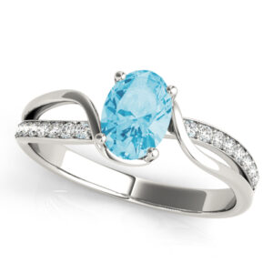 14k White Gold Single Row Oval Engagement Rings