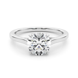 14k White Gold Solitaire Round Engagement Rings