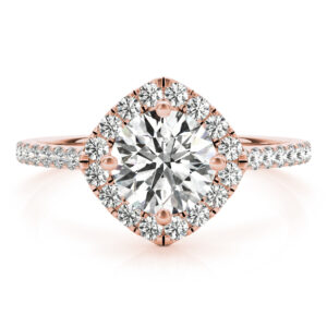 14k Rose Gold Halo Round Engagement Rings