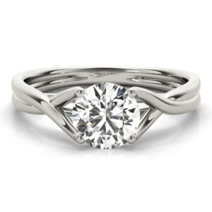 14k White Gold Solitaire Round Engagement Rings