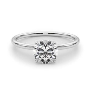 14k White Gold Solitaire Round Engagement Rings