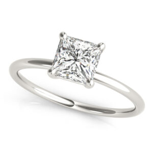 14k White Gold Solitaire Princess Engagement Rings
