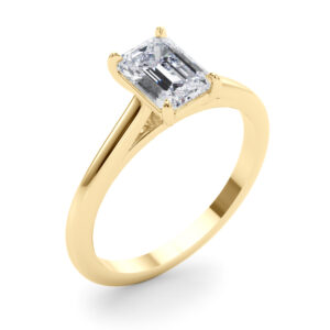 14k Yellow Gold Solitaire Emerald Engagement Rings
