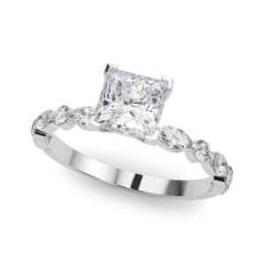 14k White Gold Single Row Engagement Rings