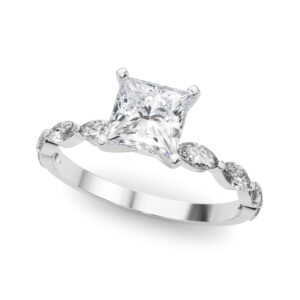 14k White Gold Single Row Engagement Rings
