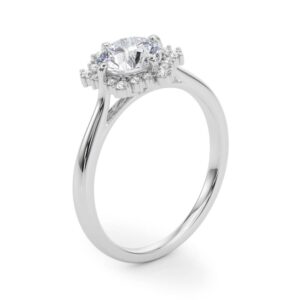 14k White Gold Halo Round Engagement Rings
