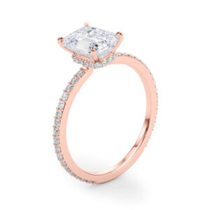 14k Rose Gold Hidden Halo Emerald Engagement Rings