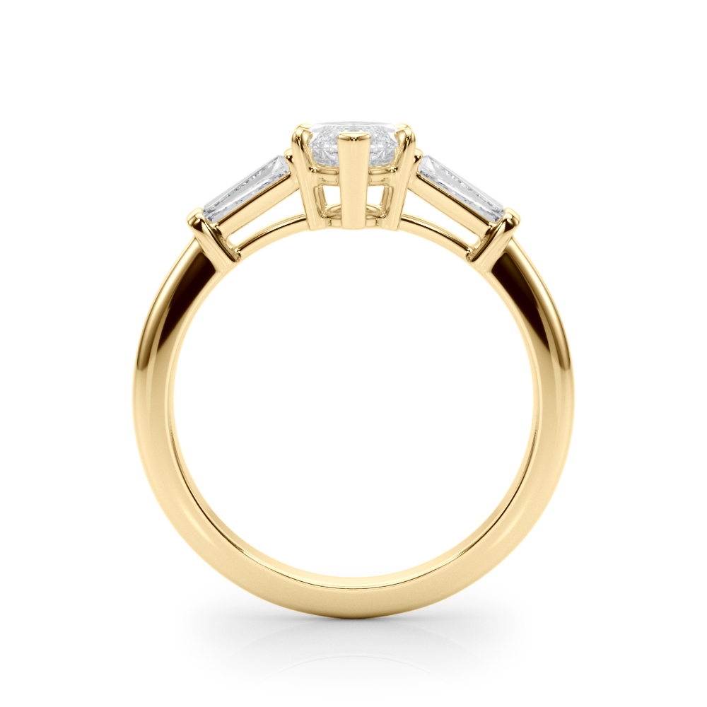 14k Yellow Gold Three Stone Marquise Engagement Rings - Image 4