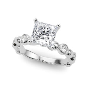 14k White Gold Single Row Engagement Rings