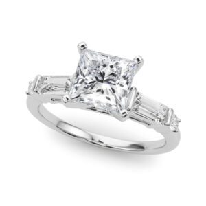 14k White Gold Single Row Engagement Rings