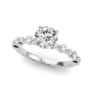 14k White Gold Single Row Engagement Rings