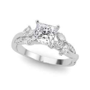 14k White Gold Single Row Engagement Rings