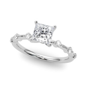 14k White Gold Single Row Engagement Rings
