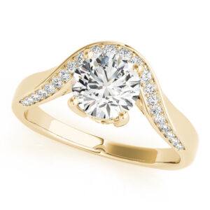 14k Yellow Gold Bypass Round Engagement Rings