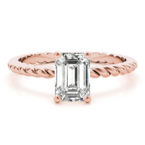 14k Rose Gold Solitaire Emerald Engagement Rings
